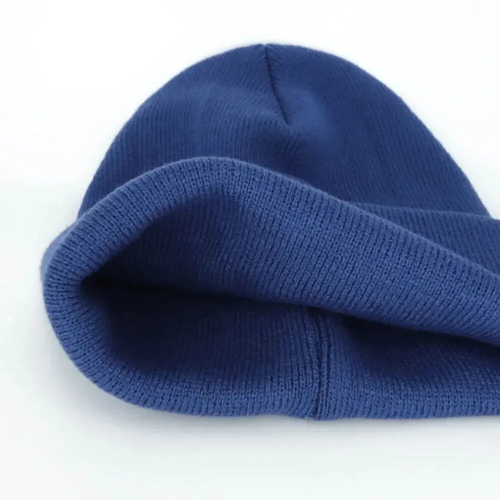 New dark blue 100% WOOL warm beanie 3-15